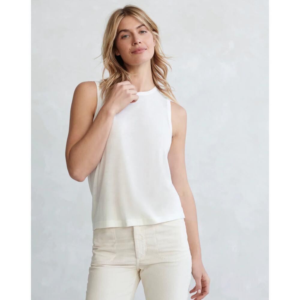 Jenni Kayne Easy Cream Sleeveless Cotton Tank Shirt Size XXL